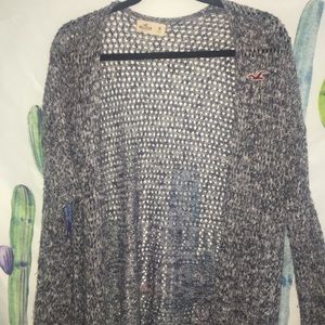 blue and white hollister cardigan